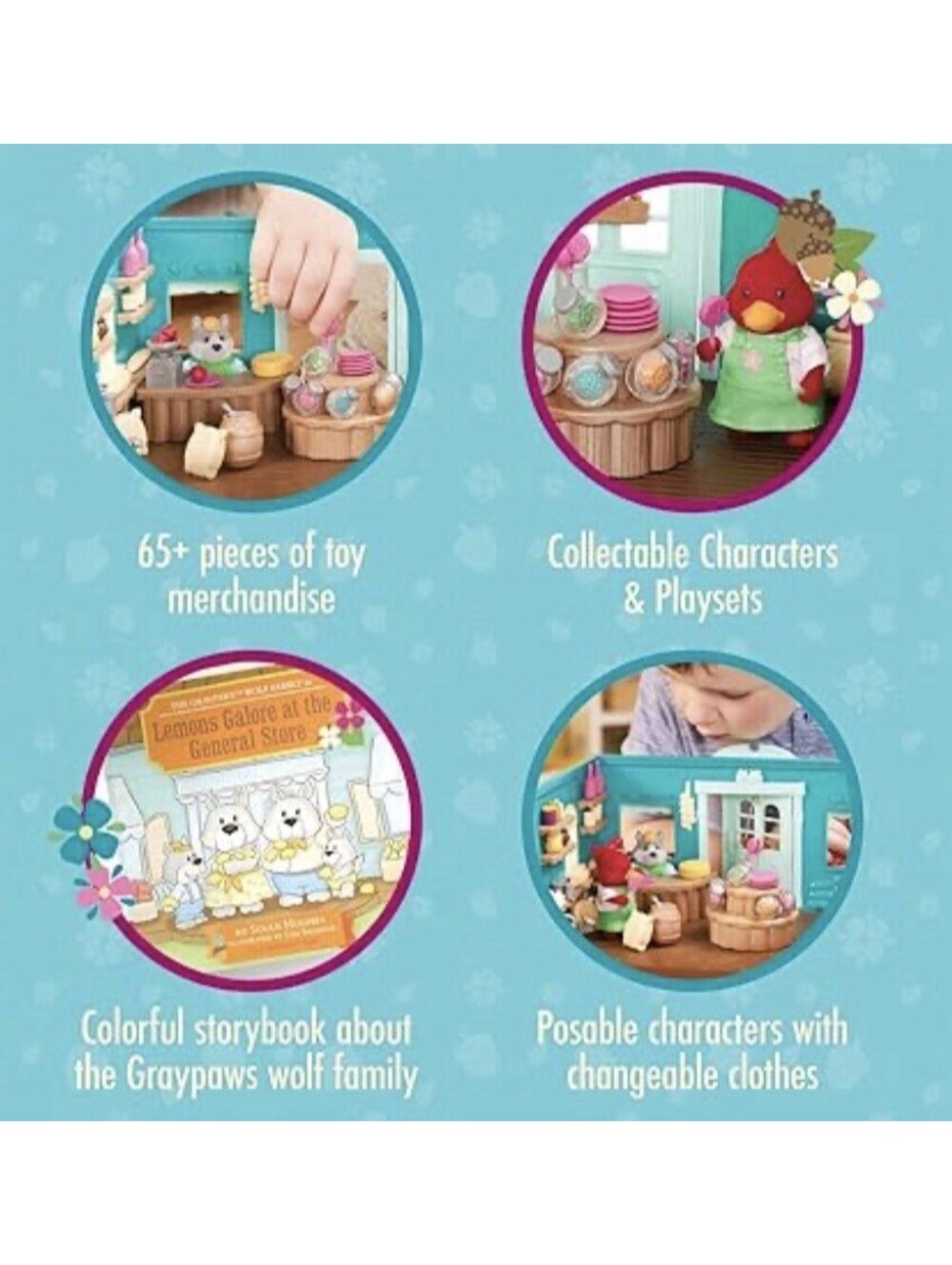 Li'l Woodzeez Honeysuckle Hollow General Store Playset WZ6629 Teal Toy Shop NIB - Picture 10 of 10